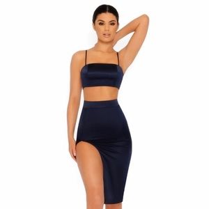 OH POLLY THIGHS THE LIMIT NAVY BLUE TWO PIECE SET